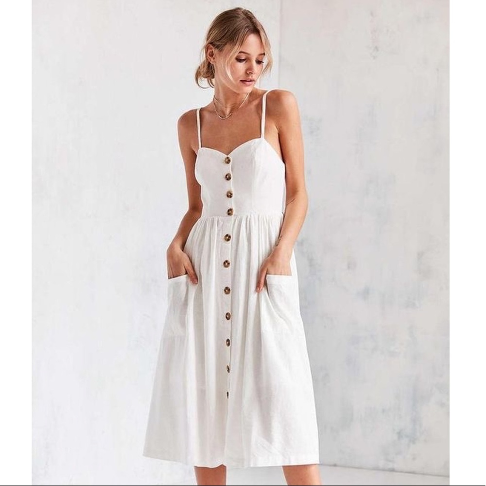 Urban Outfitters Linen Button-Down Midi Dress